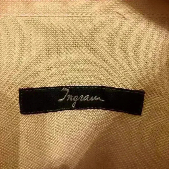 Ingram Mens Orange 100% Cotton Long Sleeve Button Up Shirt Made In Italy 17.5/44 - Picture 2 of 11